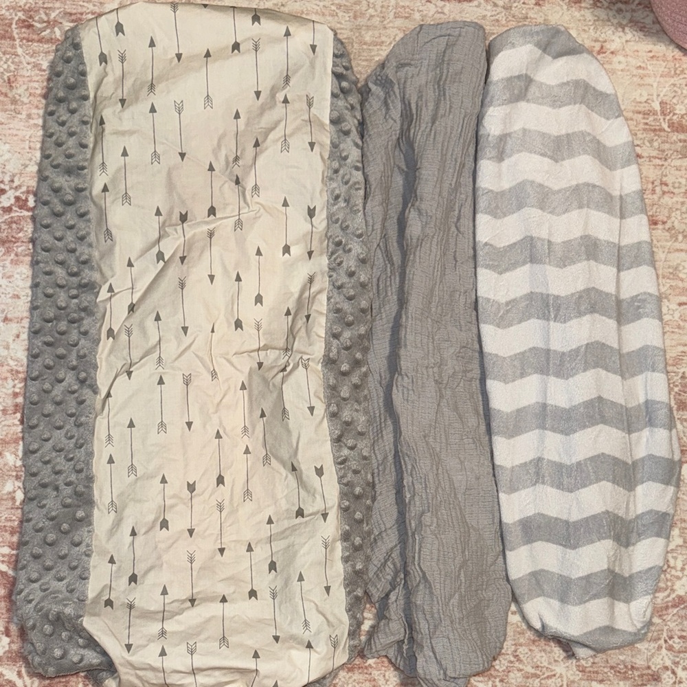 Gray and White changing table covers